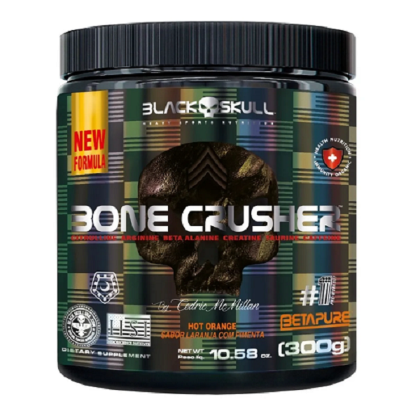 Pré Treino Bone Crusher Black Skull 300g Hot Orange - imagem 2
