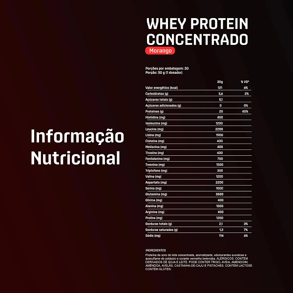 Whey Protein Concentrado DUX 900g Morango Proteína Pura Suplemento Muscular - imagem 6