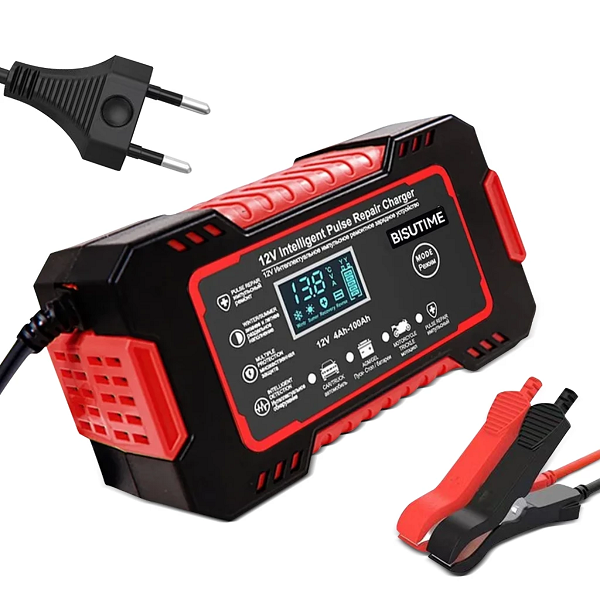 Carregador de bateria 12v 6A inteligente bivolt com lcd- carro e moto