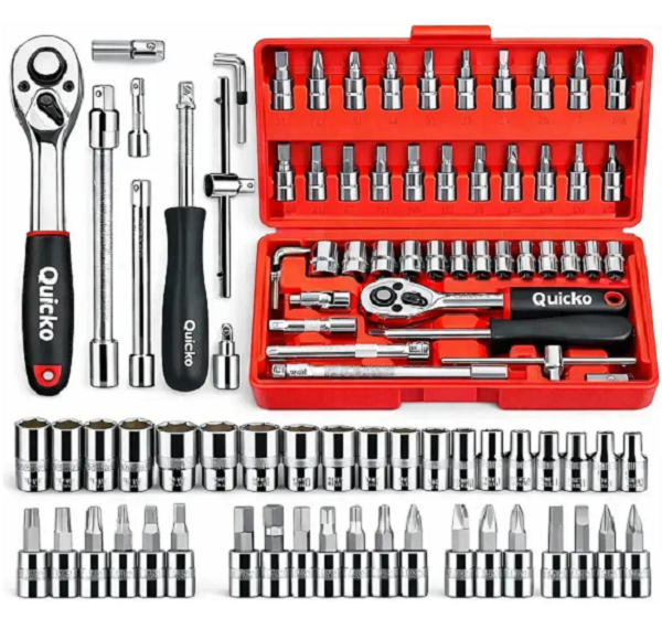 Kit Ferramentas 46 Peças Com Soquetes e Chaves Para Carro e Casa