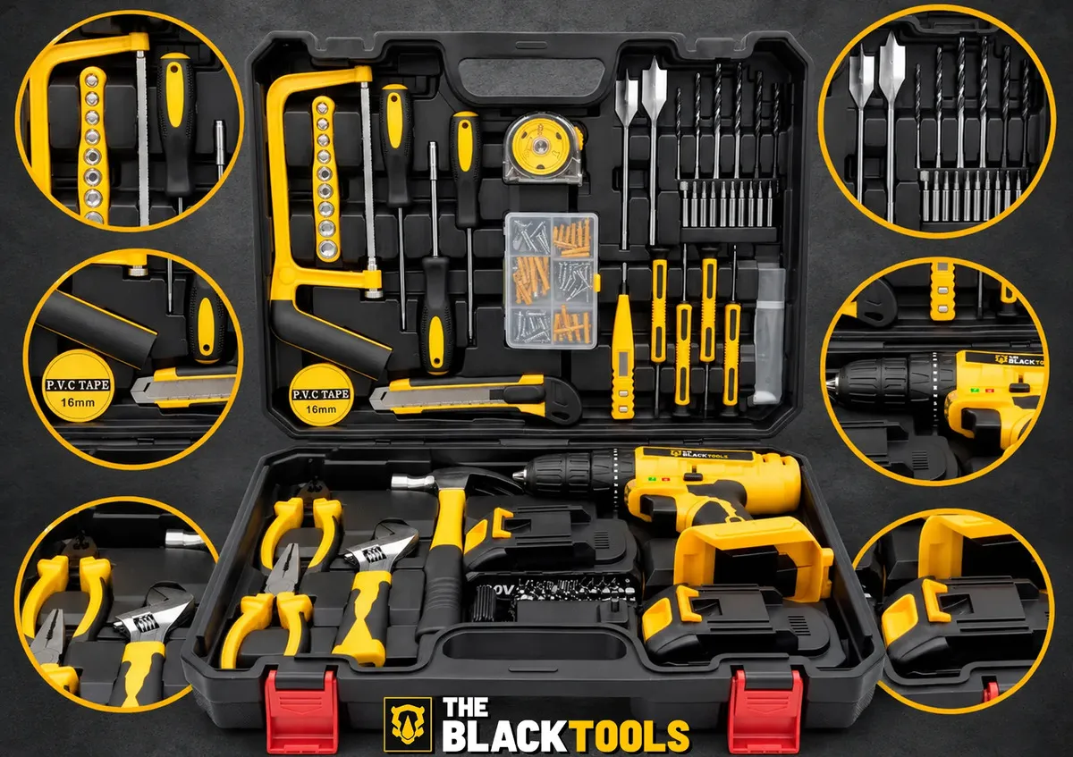 Parafusadeira Furadeira De Impacto The Black Tools Profissional Bateria 21V C/ Maleta + Kit Acessórios 145 Peças TBKIT23 - imagem 6