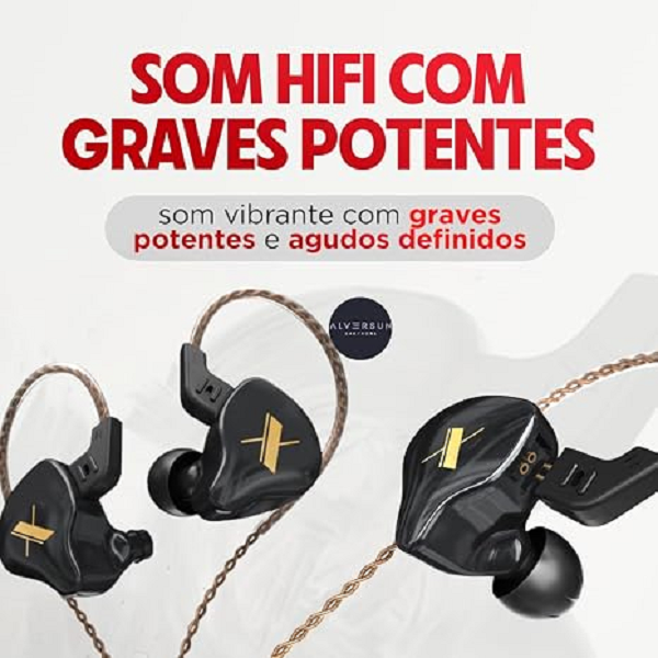 Fone de Ouvido Profissional KZ EDX Intra-auricular, Driver Dinâmico Magnético Composto de 10mm, Cabo Substituível, Original - Ideal para Cantores e Músicos - AlverSun (PRETO) - imagem 2