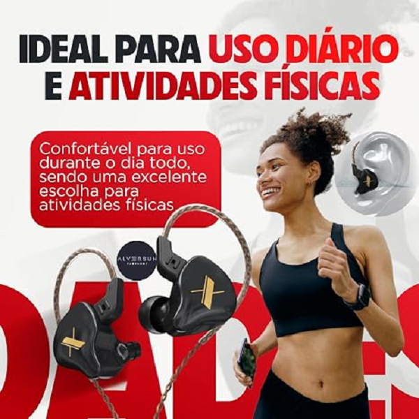 Fone de Ouvido Profissional KZ EDX Intra-auricular, Driver Dinâmico Magnético Composto de 10mm, Cabo Substituível, Original - Ideal para Cantores e Músicos - AlverSun (PRETO) - imagem 3