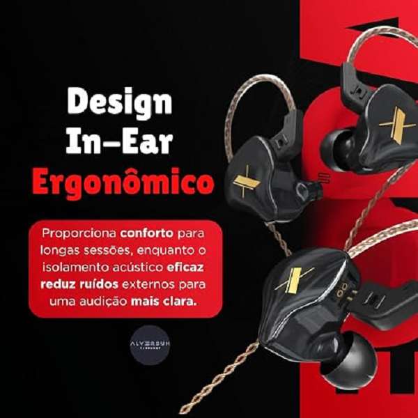 Fone de Ouvido Profissional KZ EDX Intra-auricular, Driver Dinâmico Magnético Composto de 10mm, Cabo Substituível, Original - Ideal para Cantores e Músicos - AlverSun (PRETO) - imagem 4