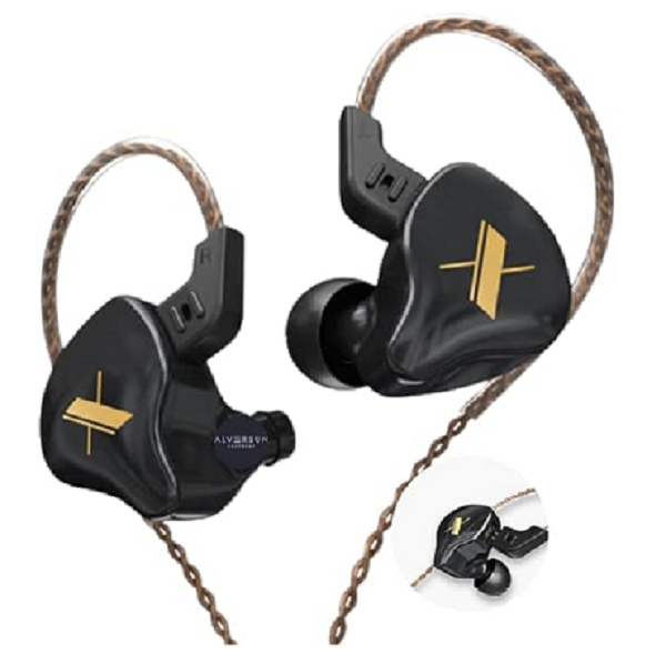 Fone de Ouvido Profissional KZ EDX Intra-auricular, Driver Dinâmico Magnético Composto de 10mm, Cabo Substituível, Original - Ideal para Cantores e Músicos - AlverSun (PRETO)