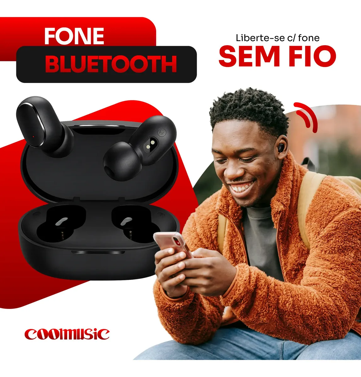 Fone De Ouvido Bluetooth 5.1 Sem Fio Tws Wireless Bateria Longa Duração E Conexão Rápida Coolmusic - imagem 2