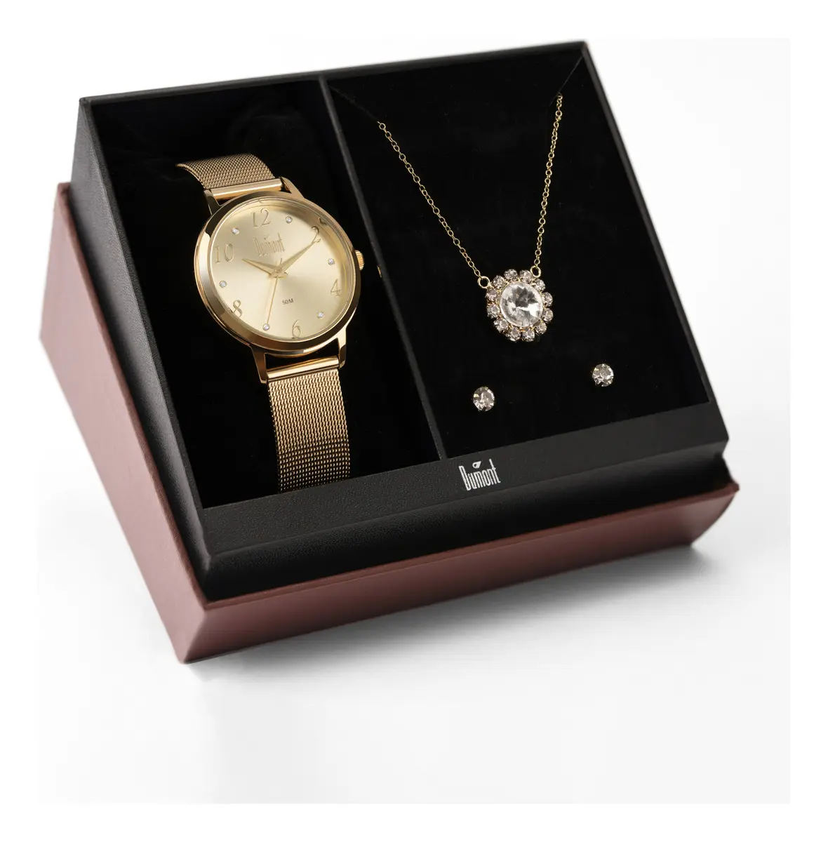 Kit Relógio Feminino Dumont Dourado - Du2035mon/k4x Fundo Champagne - imagem 2