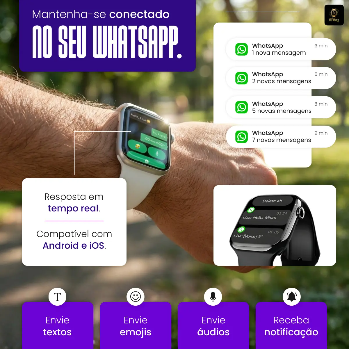 Smartwatch Microwear S11 Pro AMOLED 47mm GPS NFC WhatsApp Rosa SMARTWATCH ADVANCED PRO - imagem 3