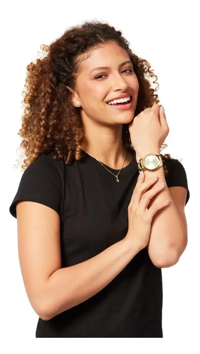 Kit Relógio Lady + Feminino Dourado Dumont Dourado Champanhe - imagem 4