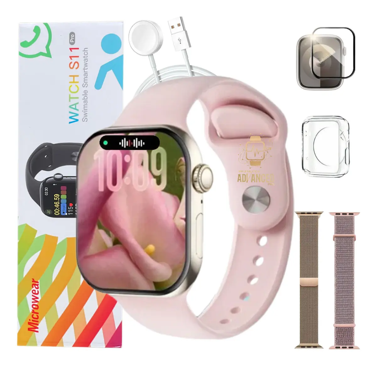 Smartwatch Microwear S11 Pro AMOLED 47mm GPS NFC WhatsApp Rosa SMARTWATCH ADVANCED PRO - imagem 5