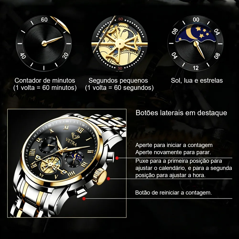 Vetra Relógio Masculino Social Relogio Quartz Original 2859 - imagem 6