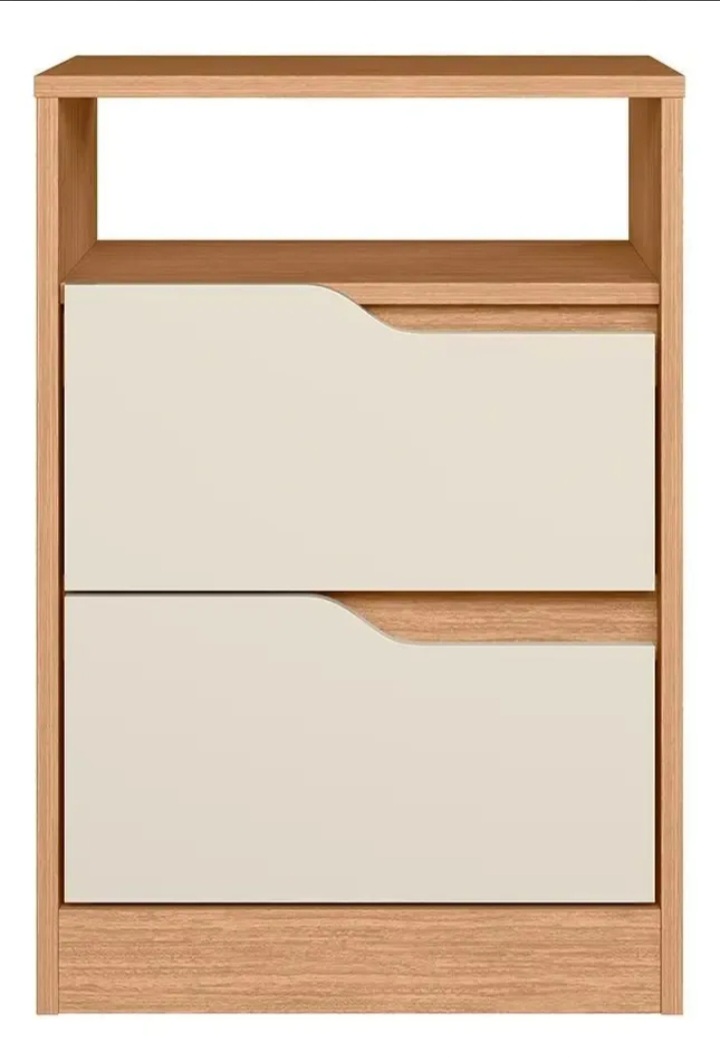 Mesa De Cabeceira Sole 2 Gavetas Flex - Móveis Albatroz Cor Freijó/off White - imagem 2
