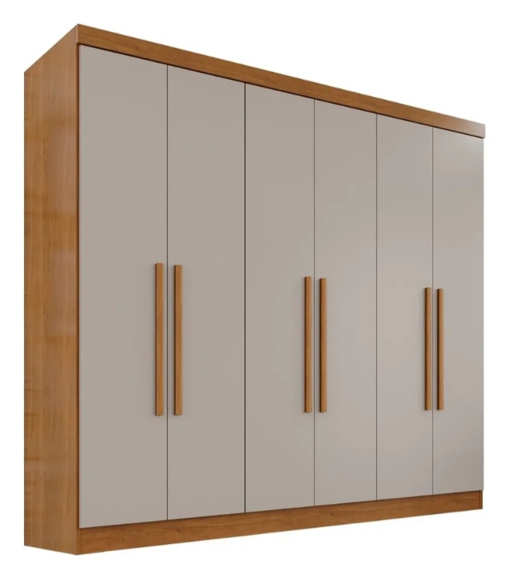 Guarda-roupa Casal 6 Portas 2 Gavetas França Cinamomo/off White - imagem 2