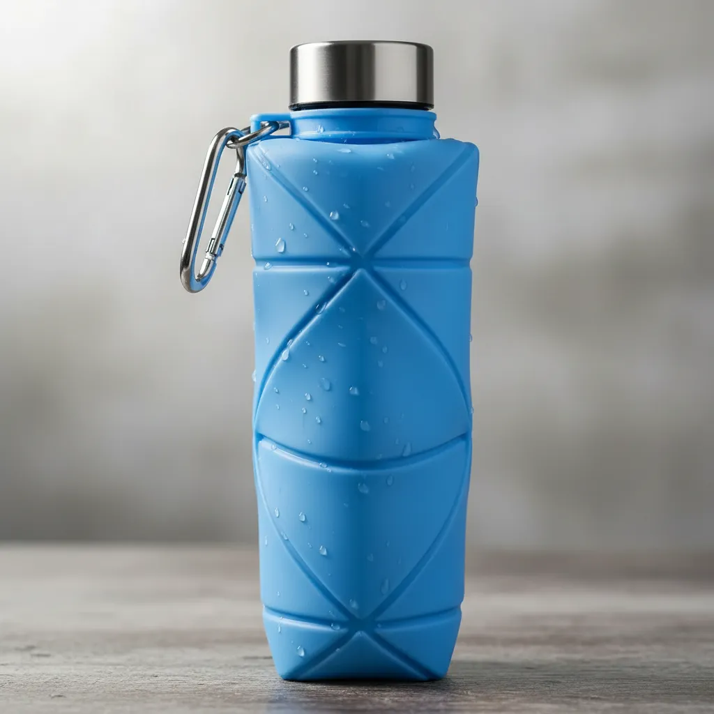 Garrafa De Água Dobrável Retrátil Silicone 600 Ml Compacta - imagem 3