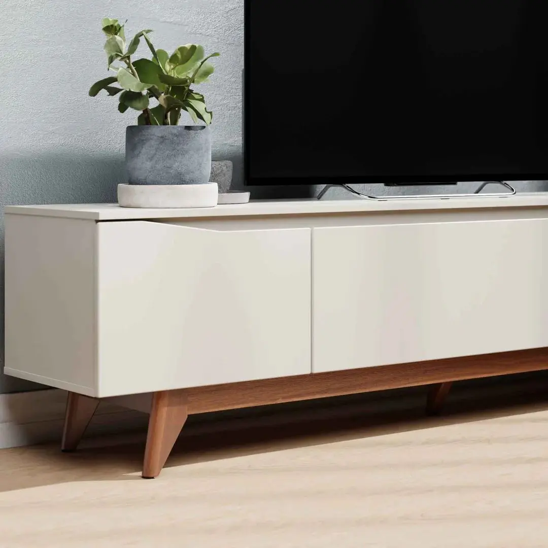 Rack Flynt TVs até 75Pol 3 Portas 184cm Off White Natural - imagem 5