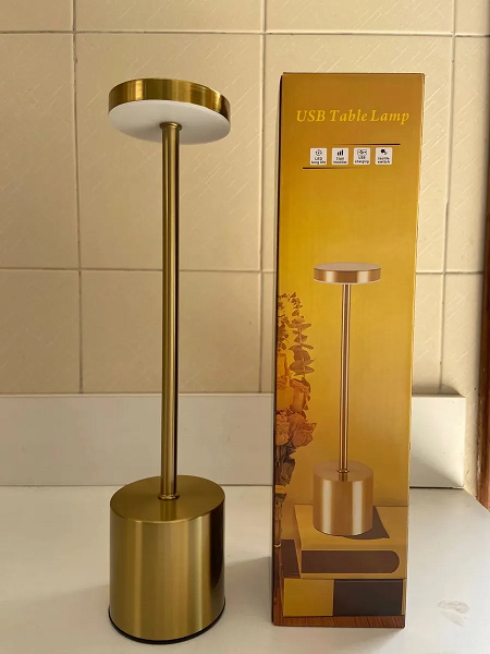 Kit 2 Luminária Mesa Abajur Led Sem Fio 3 Modos De Luz Dourado-escuro - imagem 7