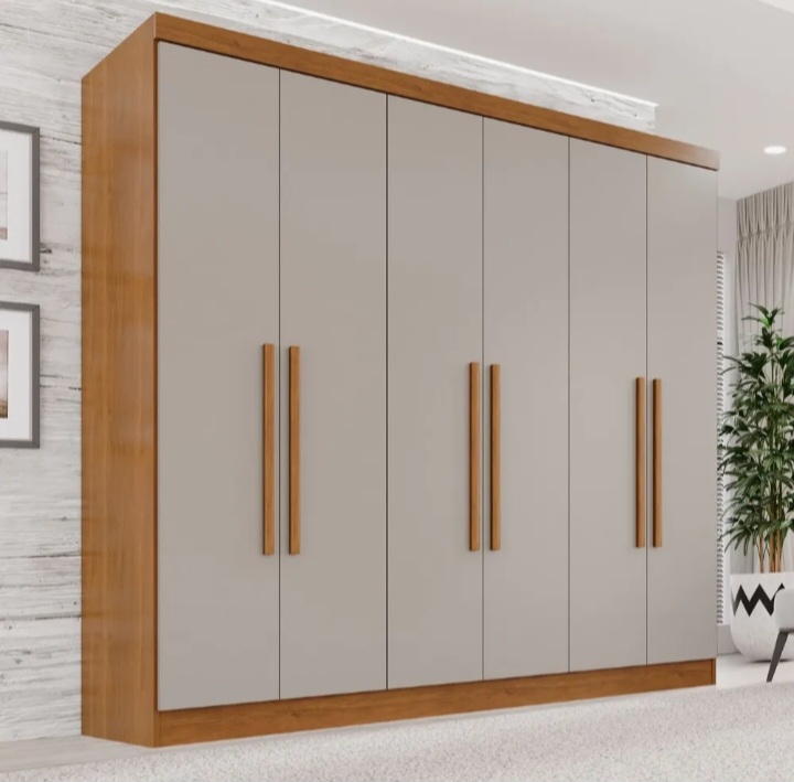 Guarda-roupa Casal 6 Portas 2 Gavetas França Cinamomo/off White
