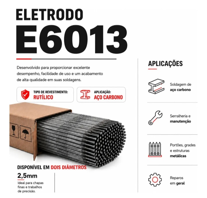 Eletrodo Serralheiro 6013 2,50mm Profissional Solda Elétrica - imagem 2