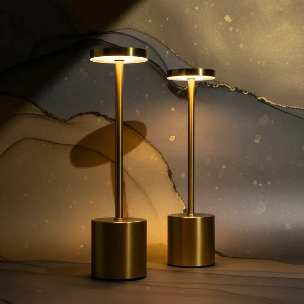 Kit 2 Luminária Mesa Abajur Led Sem Fio 3 Modos De Luz Dourado-escuro - imagem 4