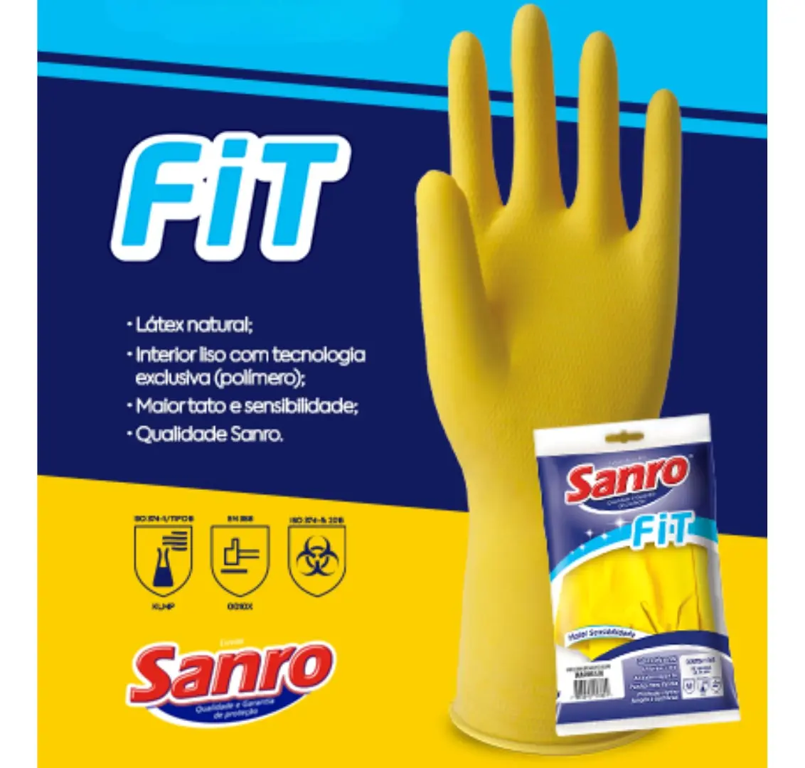 Kit 10 Prs Luva De Látex Multiuso Proteção Fit Limpeza Louça - imagem 5