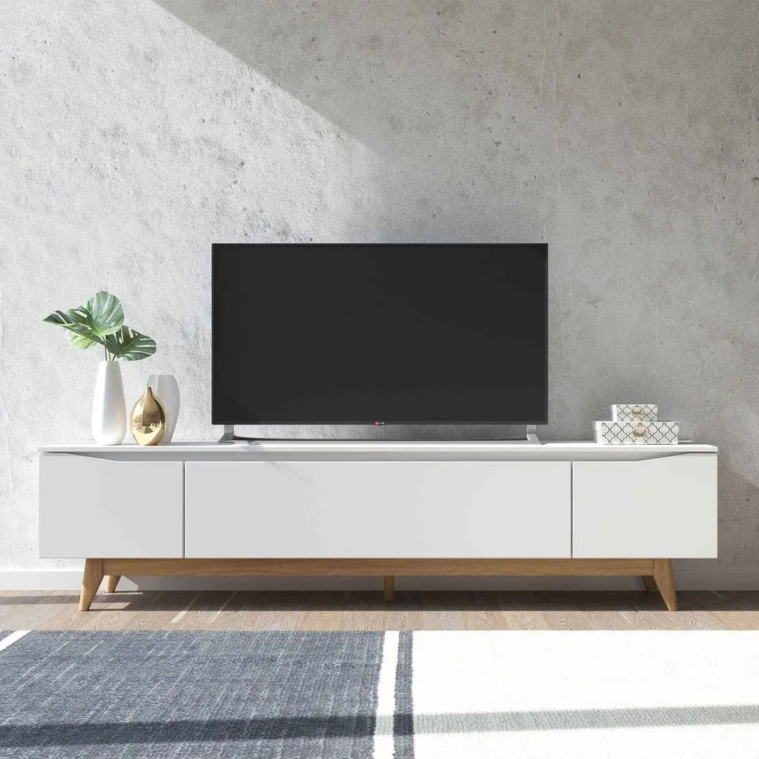 Rack Flynt TVs até 75Pol 3 Portas 184cm Off White Natural - imagem 2