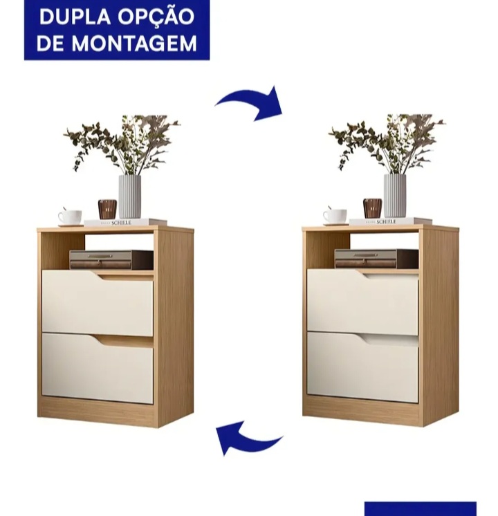 Mesa De Cabeceira Sole 2 Gavetas Flex - Móveis Albatroz Cor Freijó/off White - imagem 4