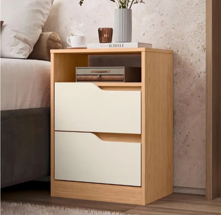 Mesa De Cabeceira Sole 2 Gavetas Flex - Móveis Albatroz Cor Freijó/off White - imagem 5