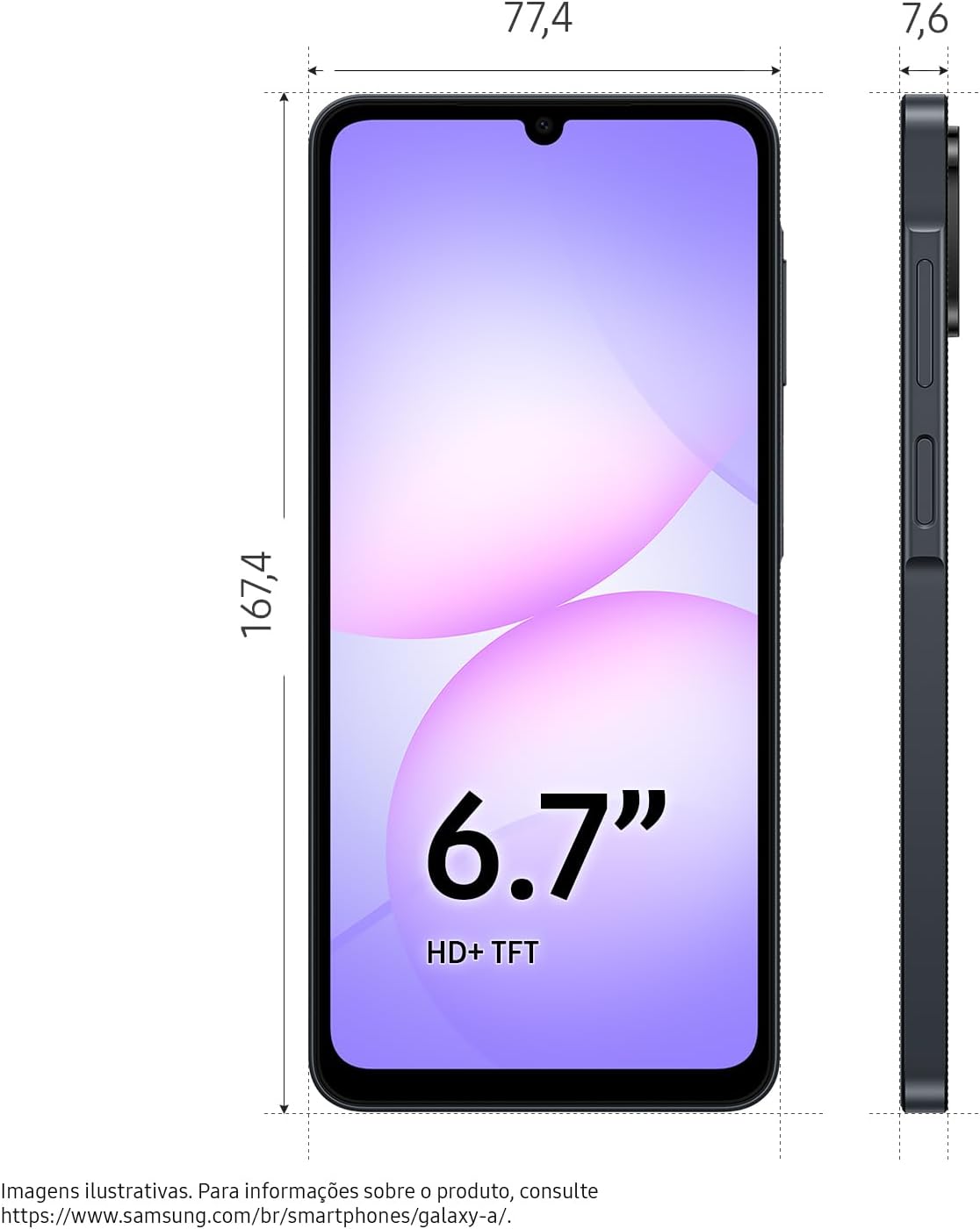 Celular Samsung Galaxy A07 128GB, 4GB, Câm. 50MP, Tela 6.7"- Preto - imagem 2