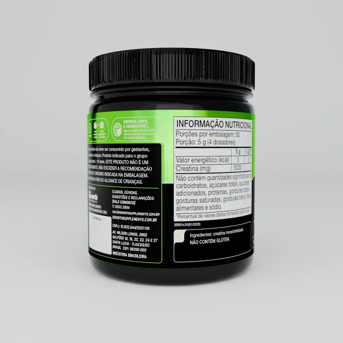 Creatina Growth Supplements Monohidratada em pó Sem sabor x 250g - imagem 6