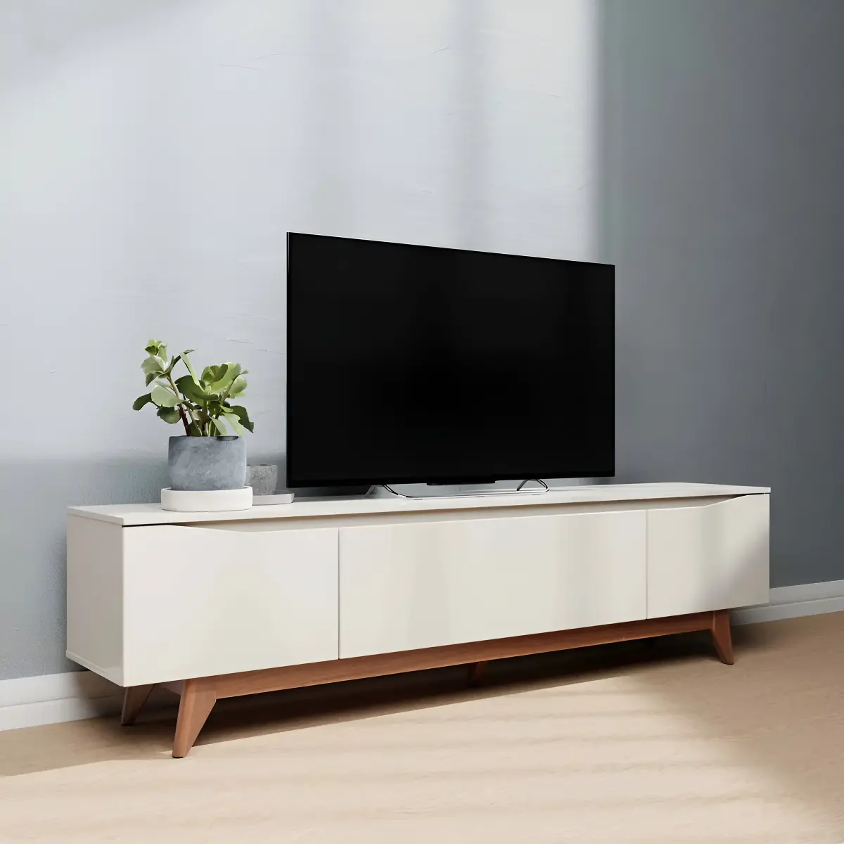 Rack Flynt TVs até 75Pol 3 Portas 184cm Off White Natural - imagem 4