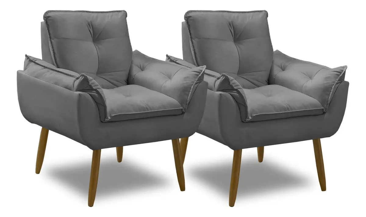 Kit 2 Poltrona Decorativa Opala Sala De Estar Recepção Suede - imagem 4