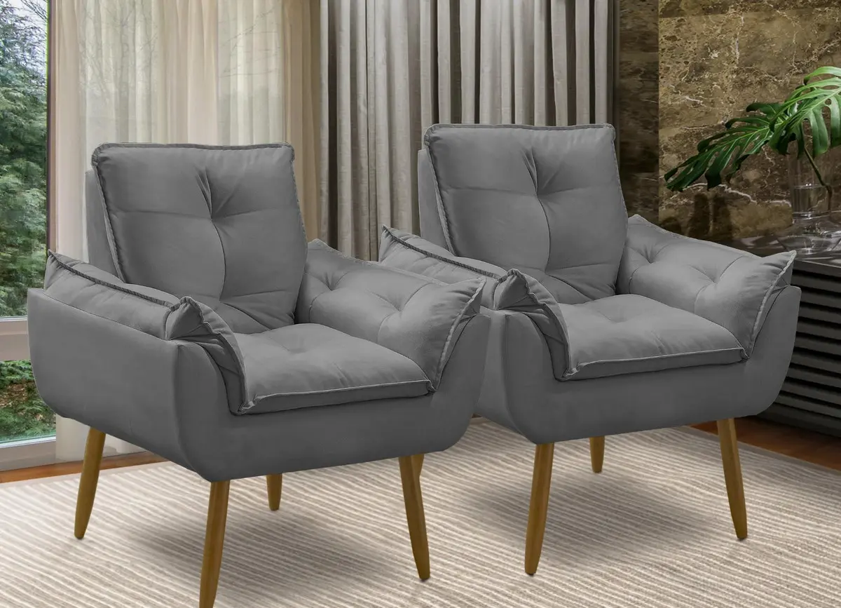 Kit 2 Poltrona Decorativa Opala Sala De Estar Recepção Suede