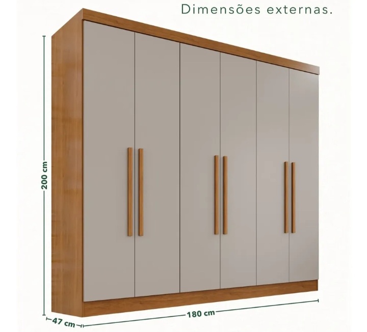 Guarda-roupa Casal 6 Portas 2 Gavetas França Cinamomo/off White - imagem 3
