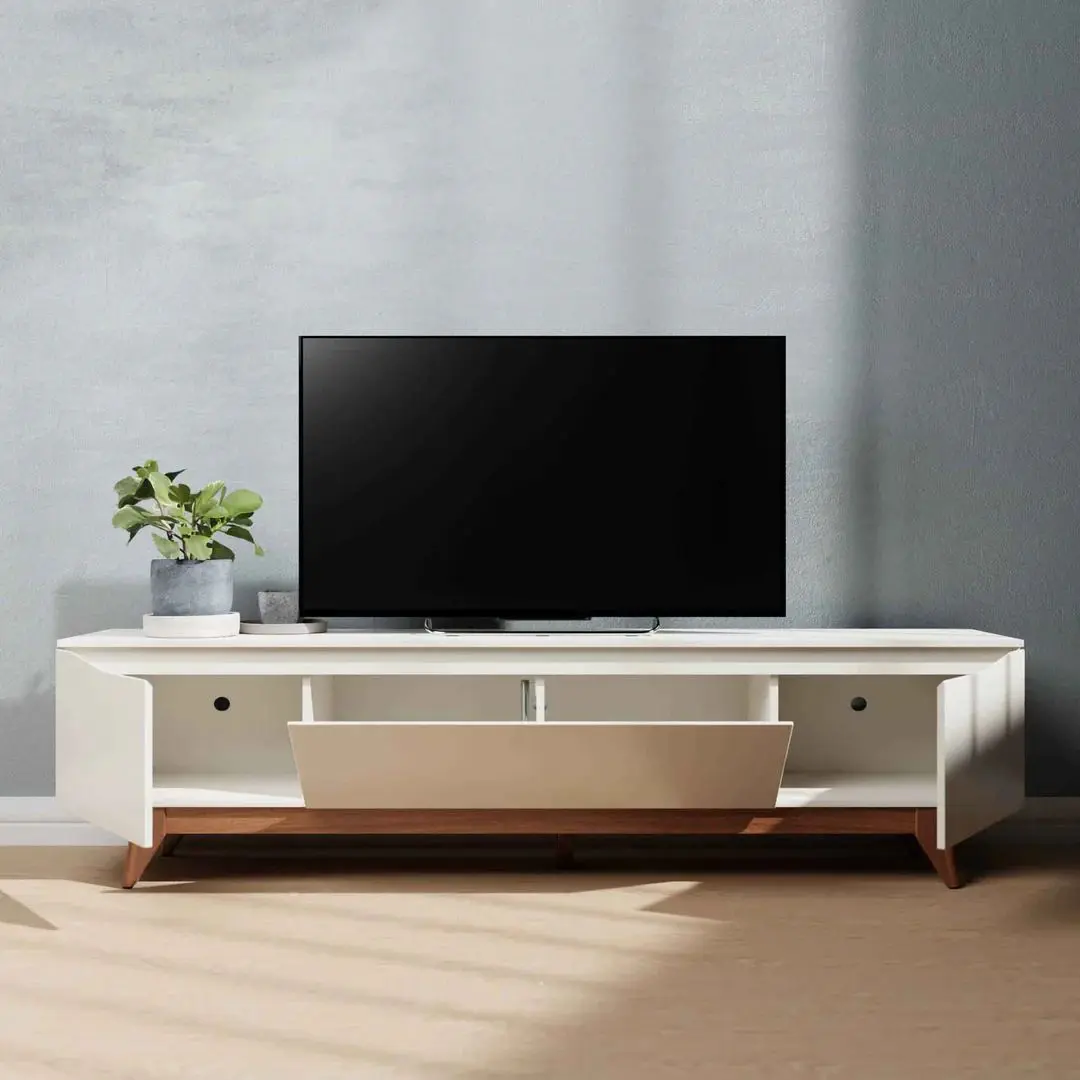 Rack Flynt TVs até 75Pol 3 Portas 184cm Off White Natural - imagem 6